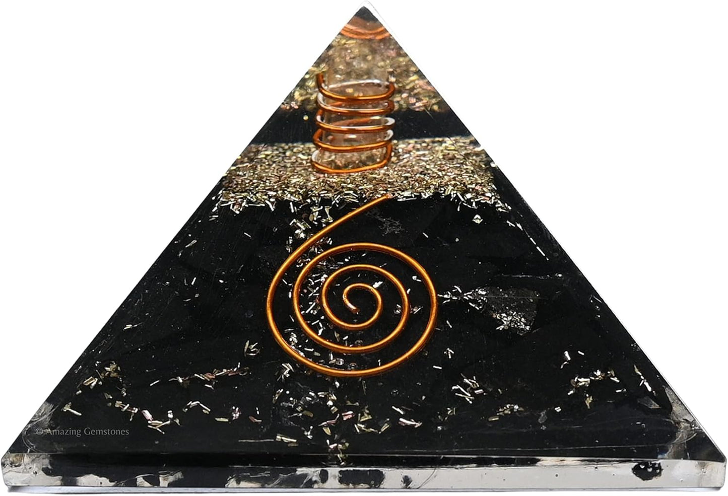 Black Tourmaline Orgone Pyramid – Lotus Flower of Life Energy Generator for Protection & Healing