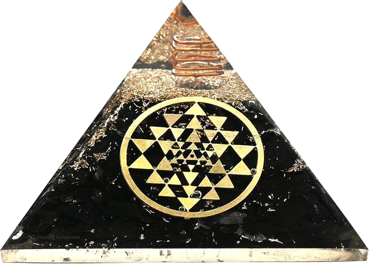 Black Tourmaline Orgone Pyramid – Lotus Flower of Life Energy Generator for Protection & Healing