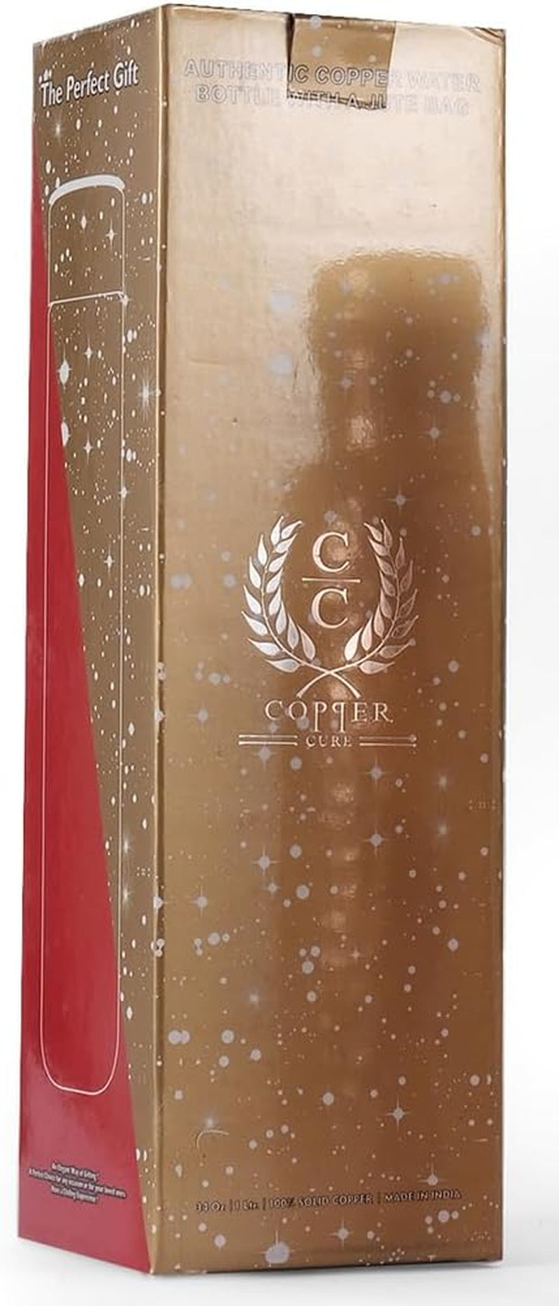 Copper Water Bottle & Jute Bag — Woven Journey | 34 oz