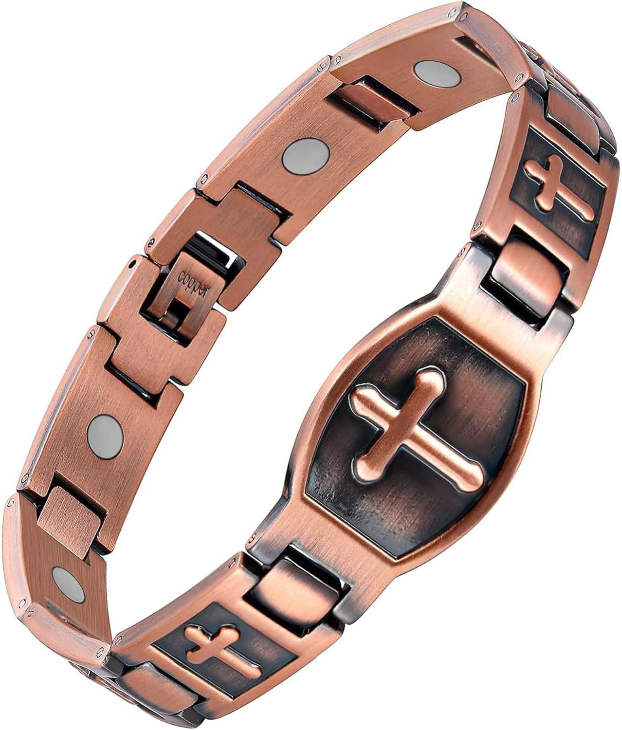Magnetic Copper Cross Bracelet – 46 Magnets for Wellness