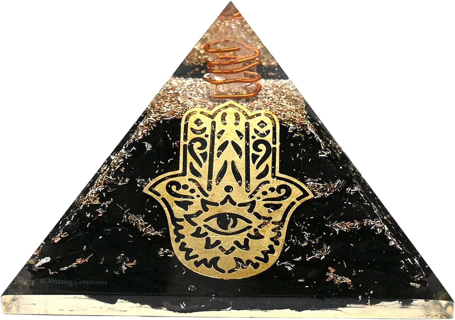 Black Tourmaline Orgone Pyramid – Lotus Flower of Life Energy Generator for Protection & Healing