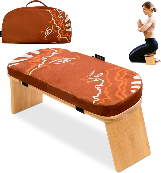 Bamboo Meditation Bench with Cushion — Foldable & Ergonomic