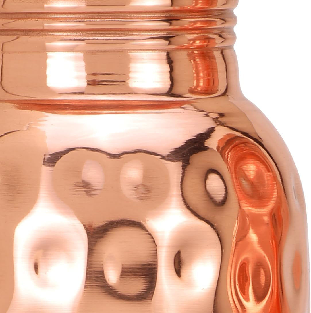 Pure Copper Water Bottle (34oz / 1000ml) with Canvas Carry Bag – Handmade Hammered, Leak-Proof & Eco-Friendly