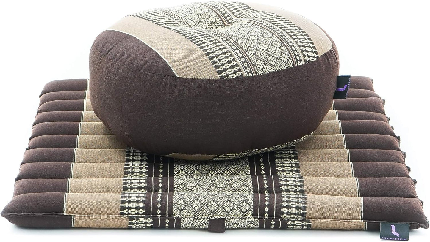 Compact Meditation Cushion Set — Small Zafu & Roll-Up Zabuton with Kapok Fill