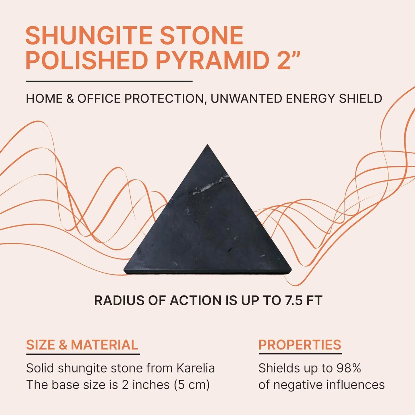 Shungite Protection Pyramid – 2" (5 cm)