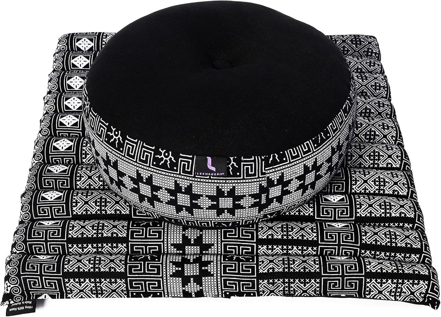 Compact Meditation Cushion Set — Small Zafu & Roll-Up Zabuton with Kapok Fill