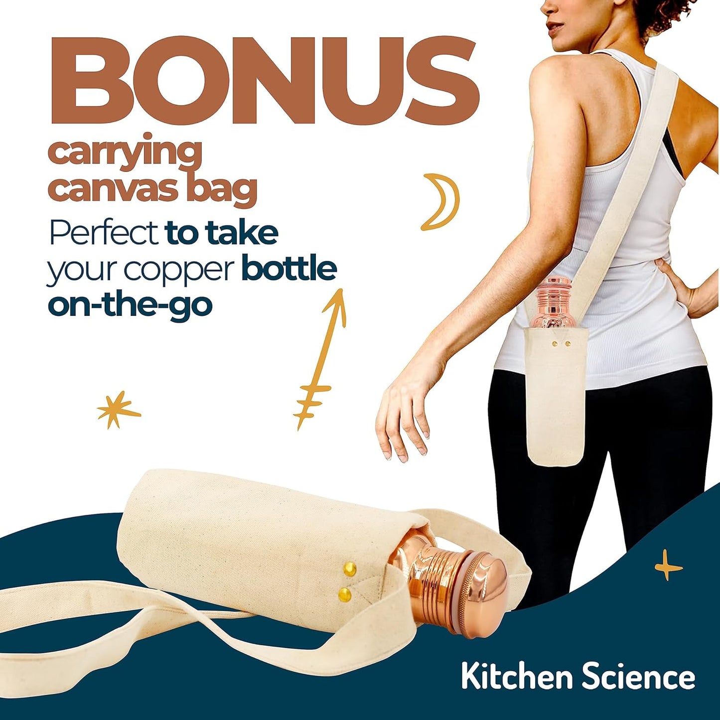 Pure Copper Water Bottle (34oz / 1000ml) with Canvas Carry Bag – Handmade Hammered, Leak-Proof & Eco-Friendly