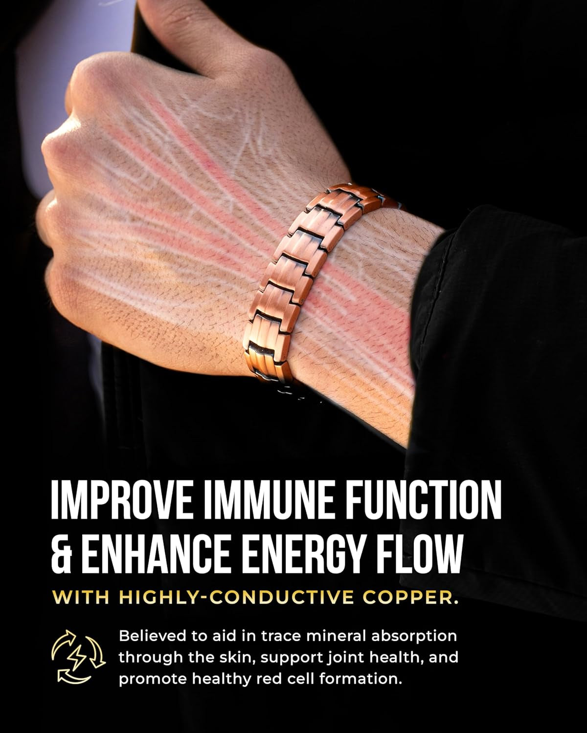 EllipseMAX Magnetic Copper Bracelet — 5,000 Gauss Strength