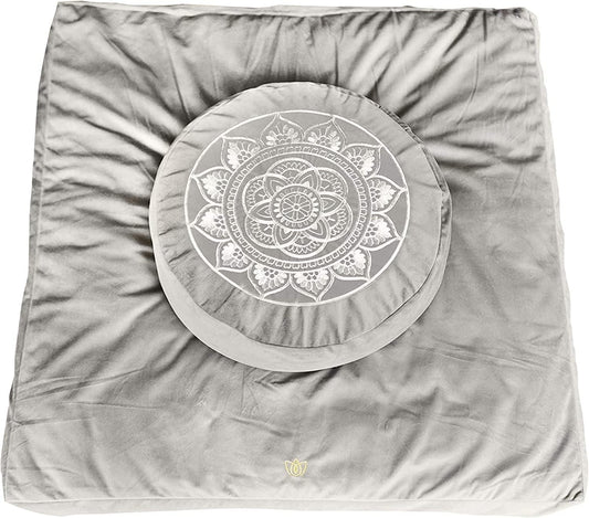 Tibetan Meditation Cushion — Velvet Zafu with Buckwheat Fill