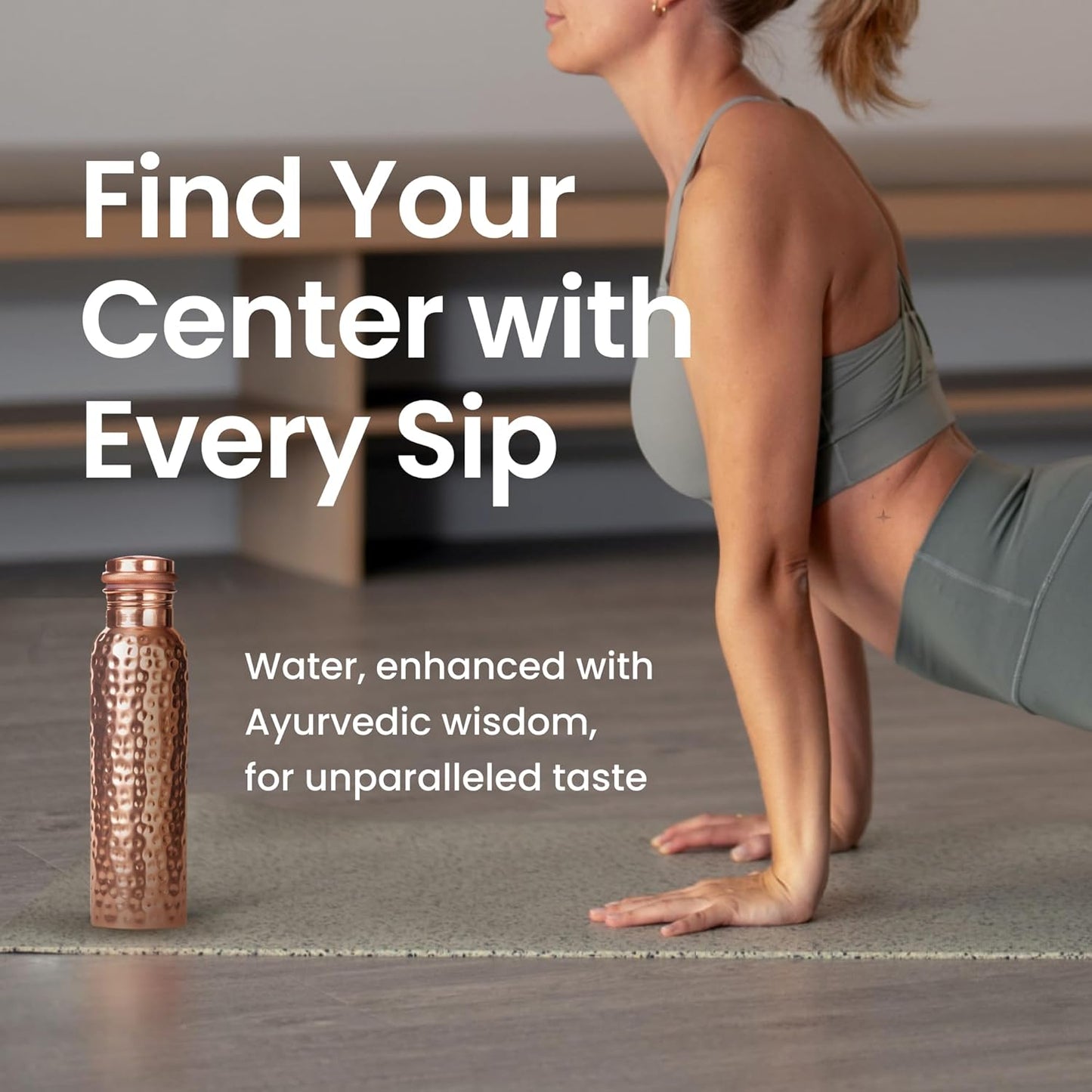 Pure Copper Water Bottle – 34oz Hammered Ayurvedic Vessel, Leak-Proof & Eco-Friendly Design