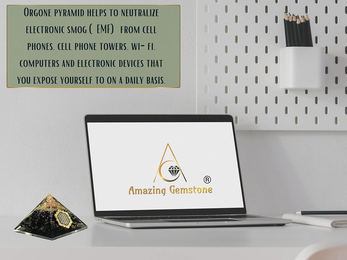 Black Tourmaline Orgone Pyramid – Lotus Flower of Life Energy Generator for Protection & Healing