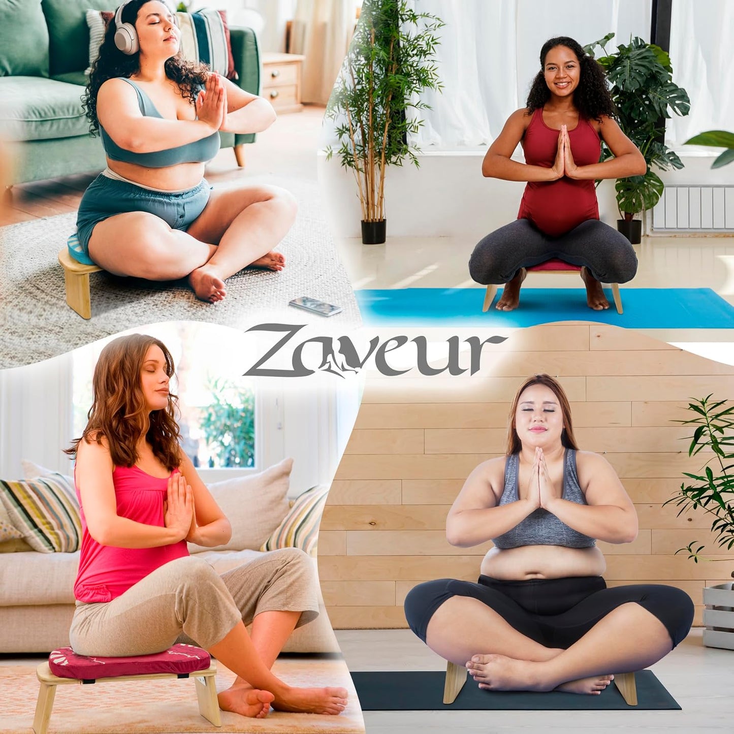 Bamboo Meditation Bench with Cushion — Foldable & Ergonomic