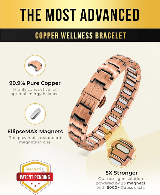 EllipseMAX Magnetic Copper Bracelet β 5,000 Gauss Strength