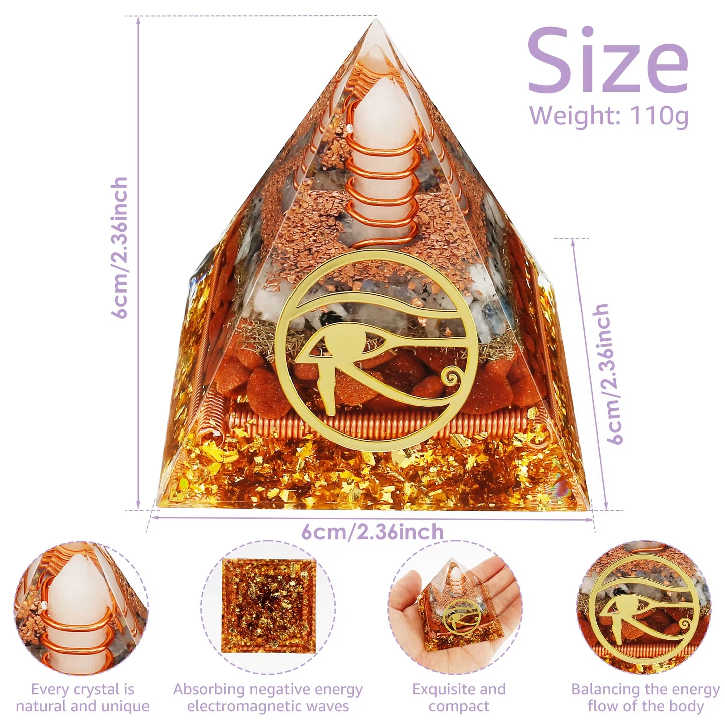 Crystal Reiki Energy Pyramid – Handmade for Balance, Healing & Spiritual Protection