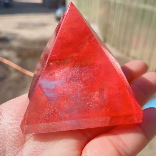 Red Melt Stone Chakra Pyramid – Reiki Energy for Luck, Healing & Meditation