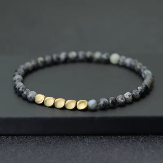 New Men 4Mm Bracelet Irregular Copper Beads Strand Braclet Minimalist Black Onyx Stone Braslet Pulsera Hombre Gift for Him Joias