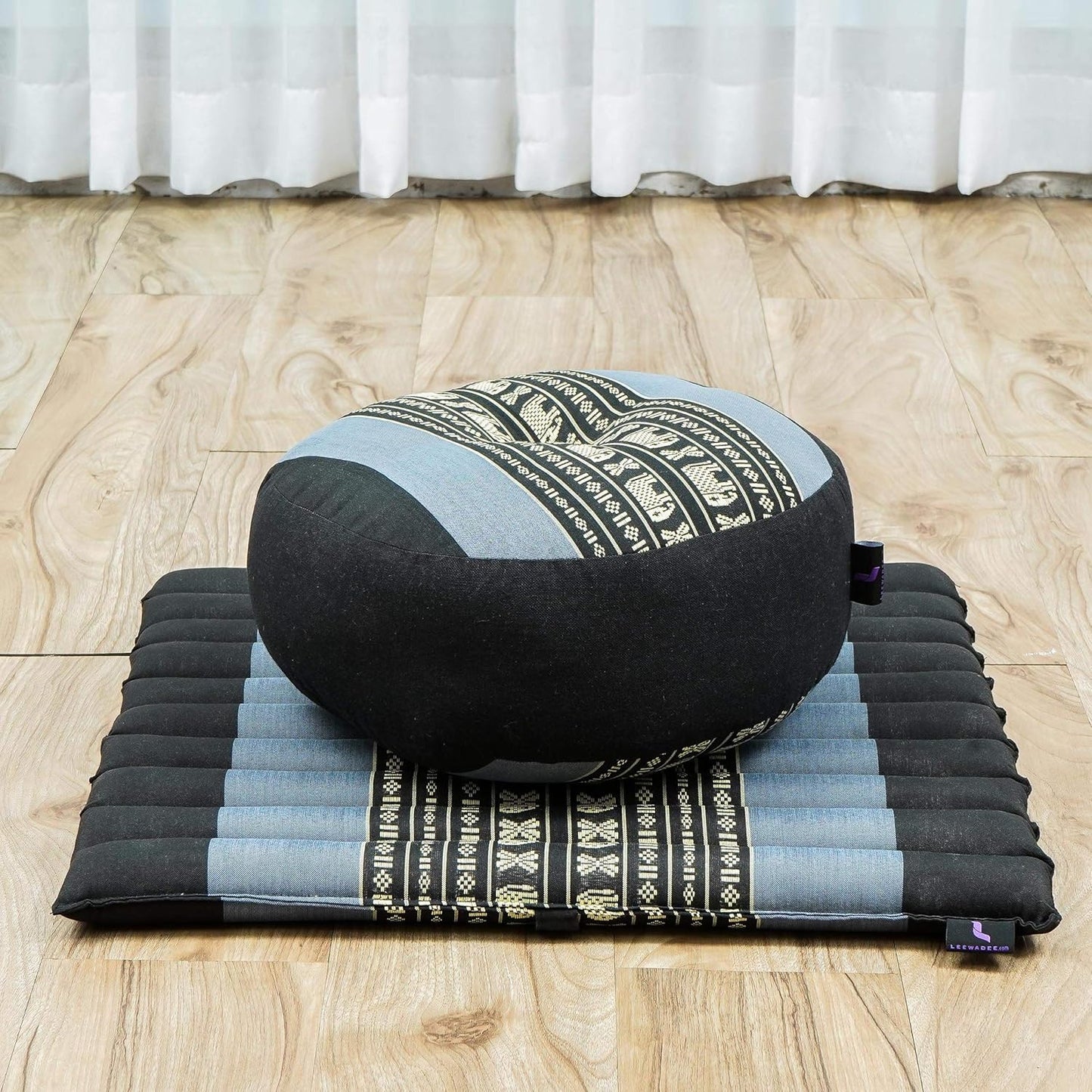Compact Meditation Cushion Set — Small Zafu & Roll-Up Zabuton with Kapok Fill