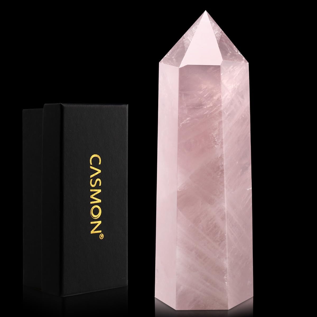 Large Clear Quartz Healing Crystal Wand – 4" Obelisk Tower