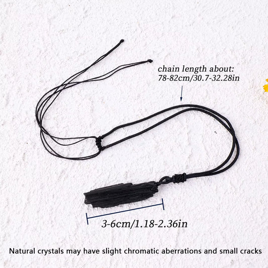 Raw Black Tourmaline Crystal Pendant – EMF Protection & Energy Shielding Necklace