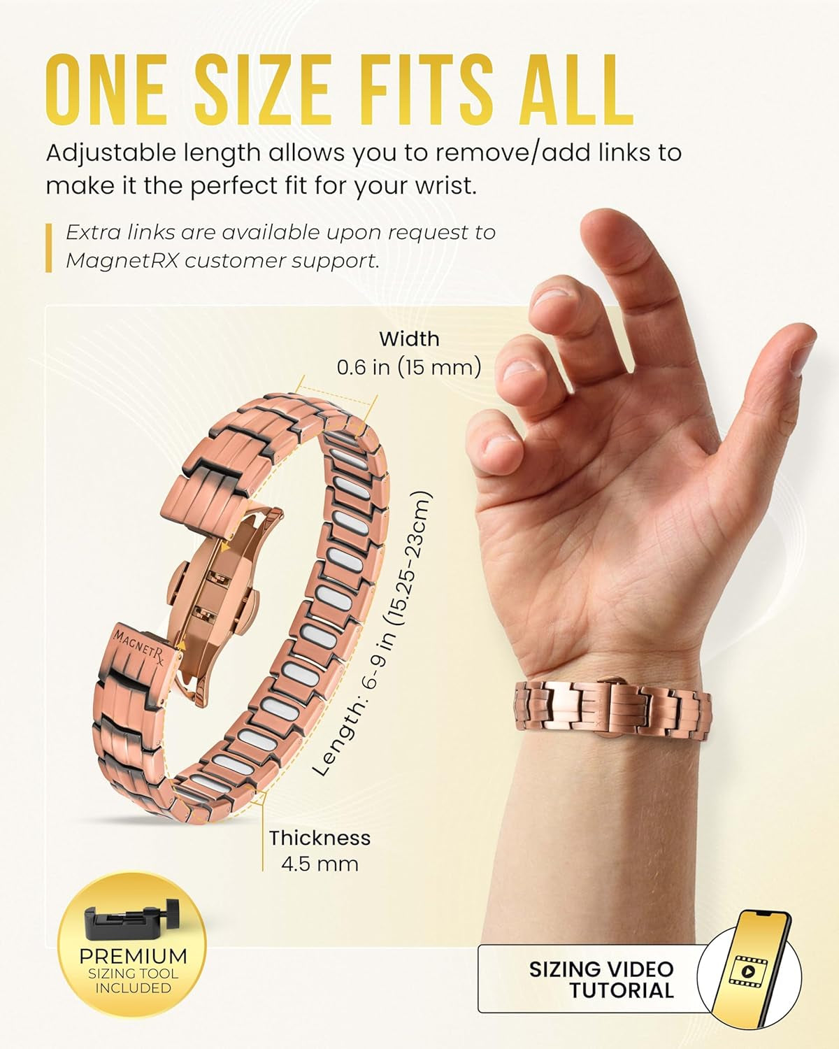 EllipseMAX Magnetic Copper Bracelet — 5,000 Gauss Strength