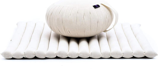 Meditation Cushion Set — Zafu & Roll-Up Zabuton with Kapok Fill