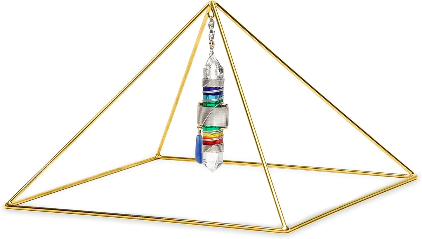 24K Gold-Plated Copper Meditation Pyramid – 9" 51° Sacred Geometry