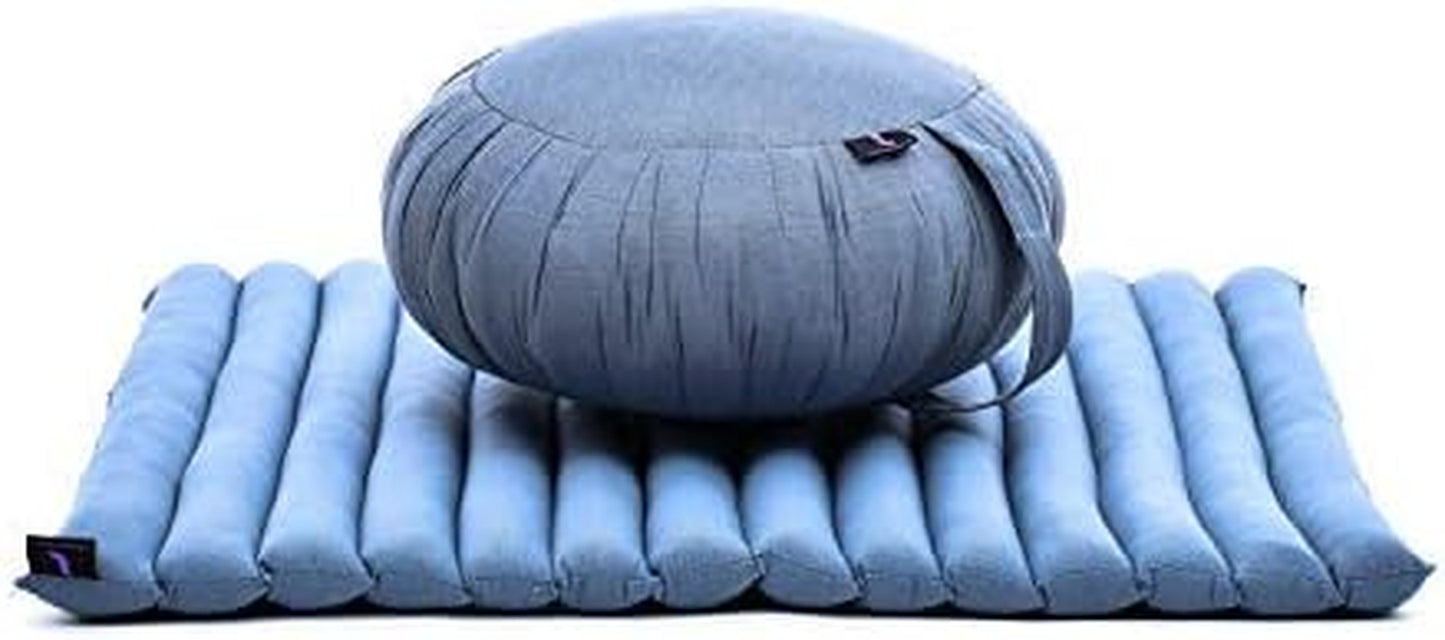 Meditation Cushion Set — Zafu & Roll-Up Zabuton with Kapok Fill