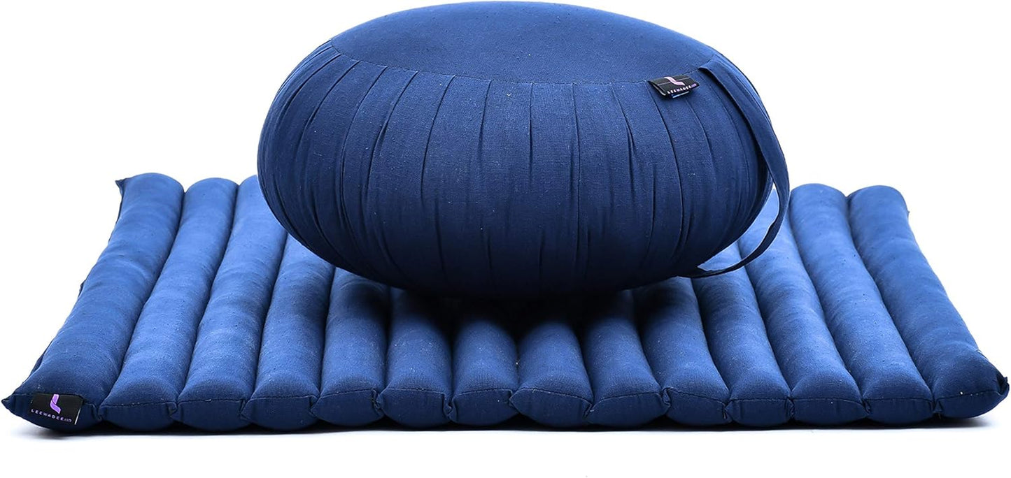 Meditation Cushion Set — Zafu & Roll-Up Zabuton with Kapok Fill