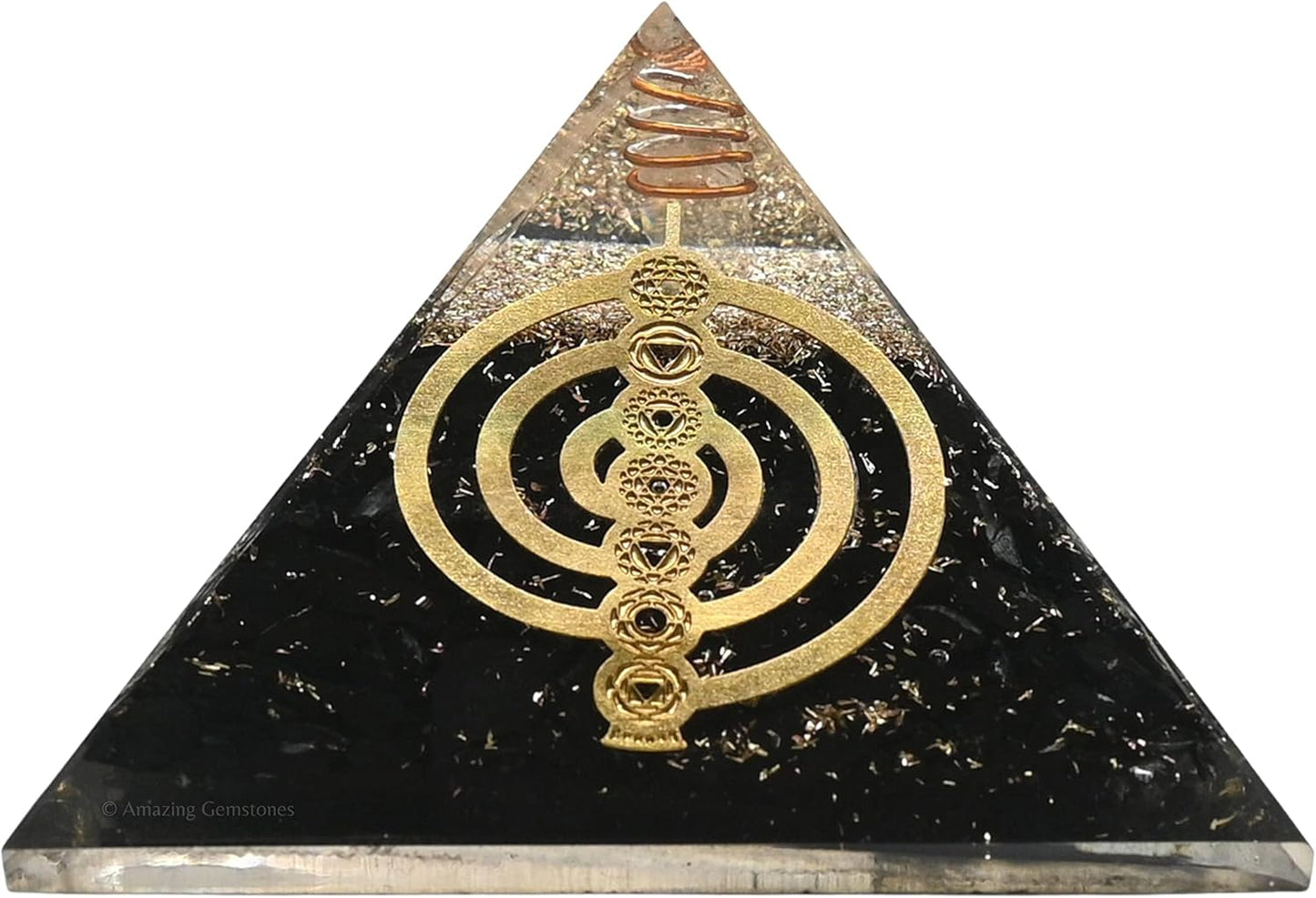 Black Tourmaline Orgone Pyramid – Lotus Flower of Life Energy Generator for Protection & Healing