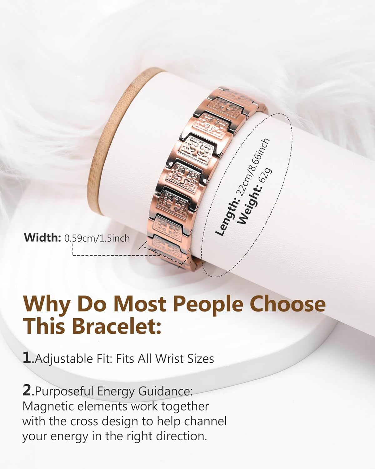 Magnetic Copper Cross Bracelet – 46 Magnets for Wellness