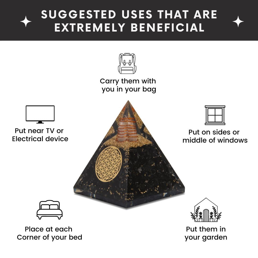 Black Tourmaline Orgonite Pyramid & Pendant Set – Energy Cleansing & Protection