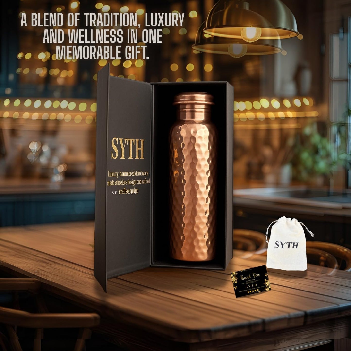 Luxury 100% Pure Copper Water Bottle - 34 OZ – |BPA Free| Ayurvedic Copper Drinking Bottle for Women and Men – | Lab-Tested, Heavy Duty & Leak-Proof | Copper Vessel (Luxury Gift Box Included)