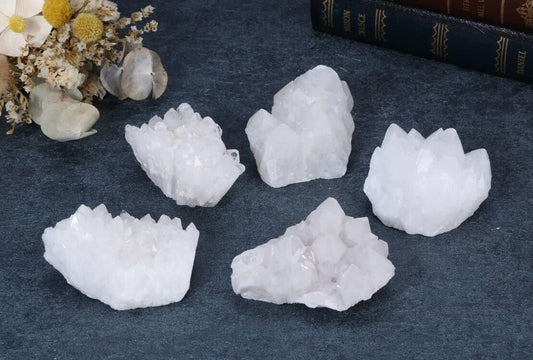 Healing Clear Quartz Crystal Cluster Geode – Natural Titanium Coated Druzy Mineral