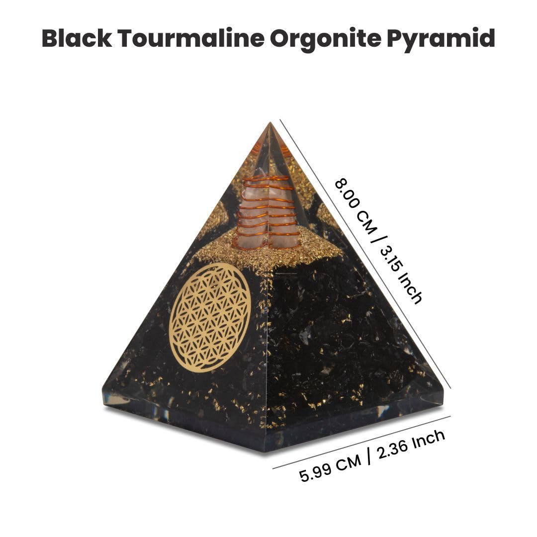 Black Tourmaline Orgonite Pyramid & Pendant Set – Energy Cleansing & Protection