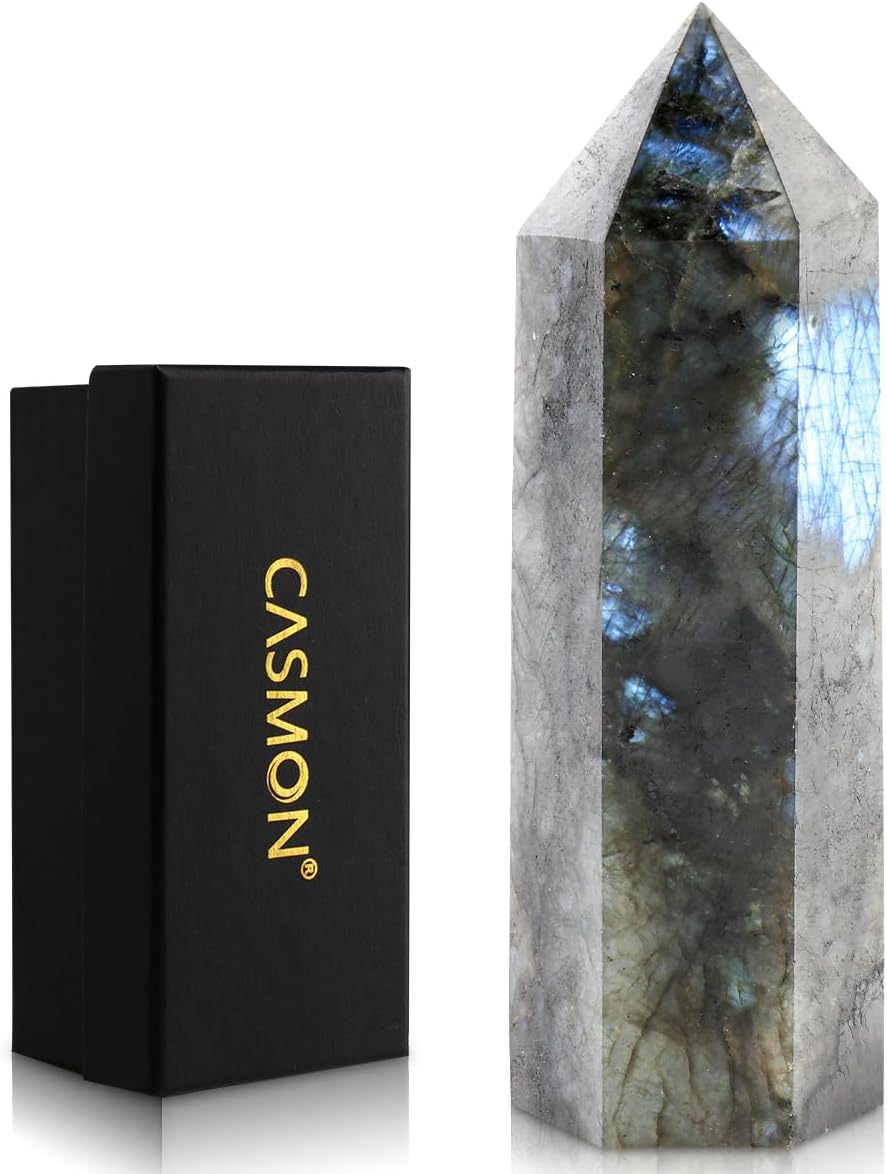 Large Clear Quartz Healing Crystal Wand – 4" Obelisk Tower