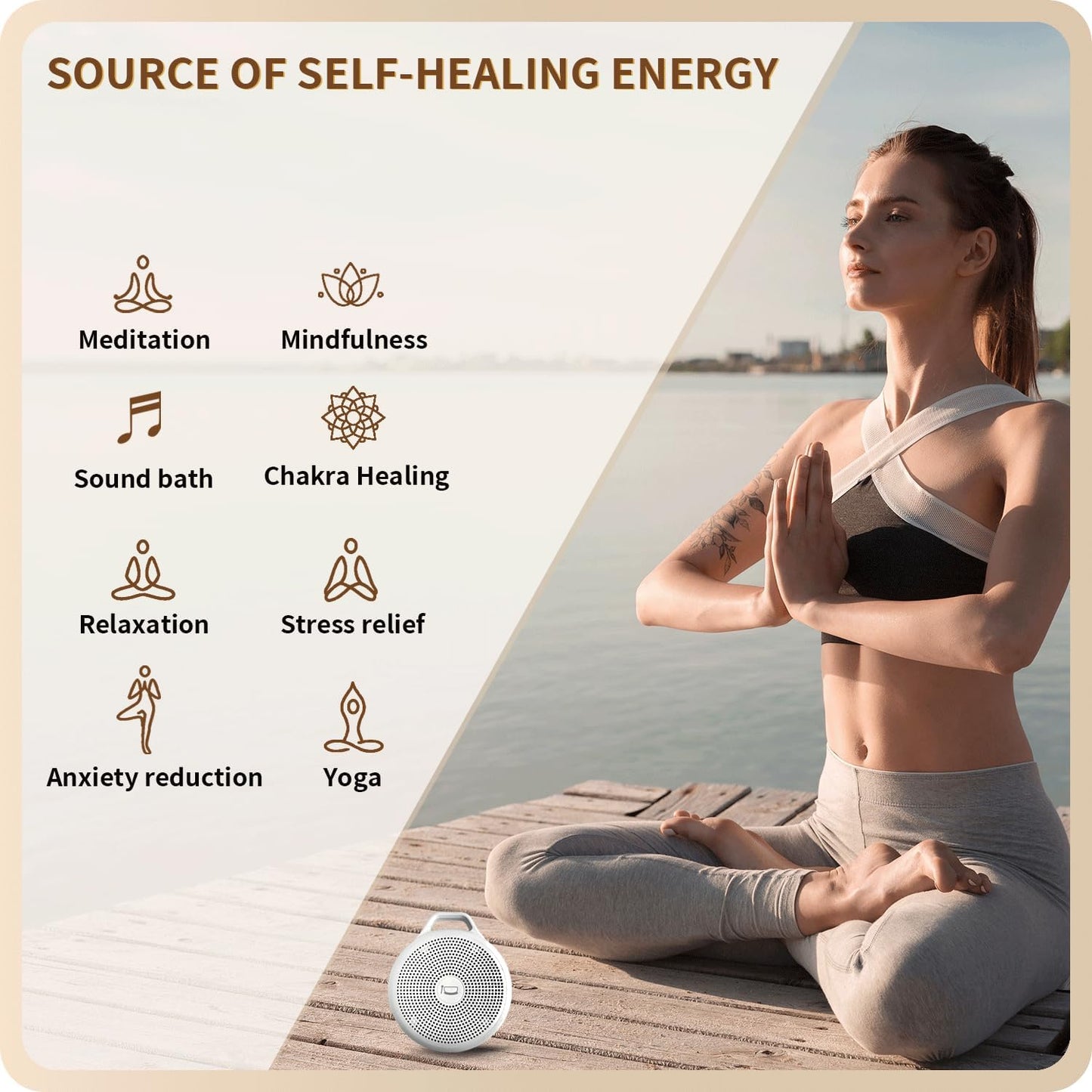 Portable Tibetan Singing Bowl Machine — 10 Authentic Healing Sounds with Light & Timer