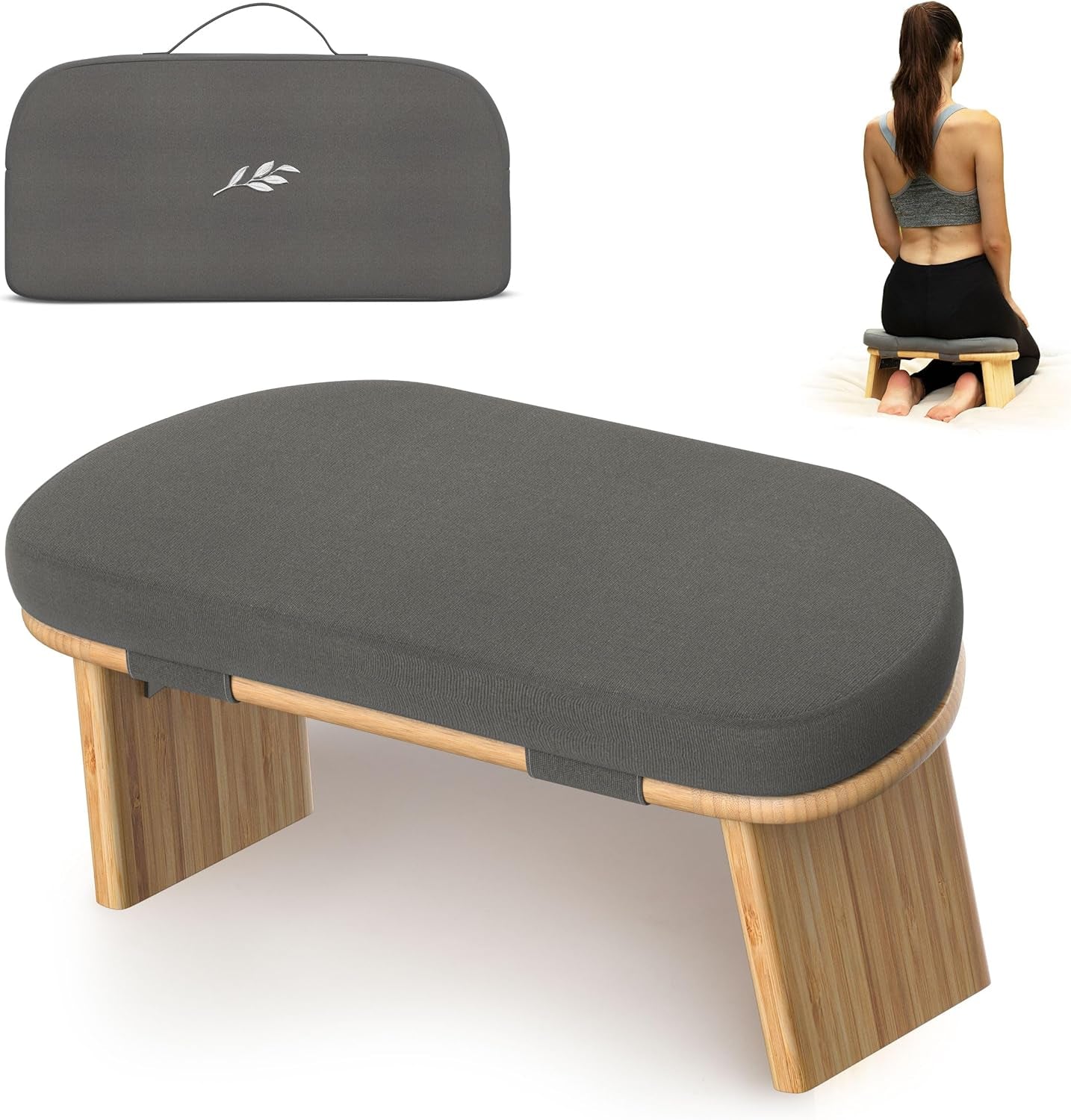 Portable Bamboo Meditation Bench — Ergonomic Seiza Chair with Cushion