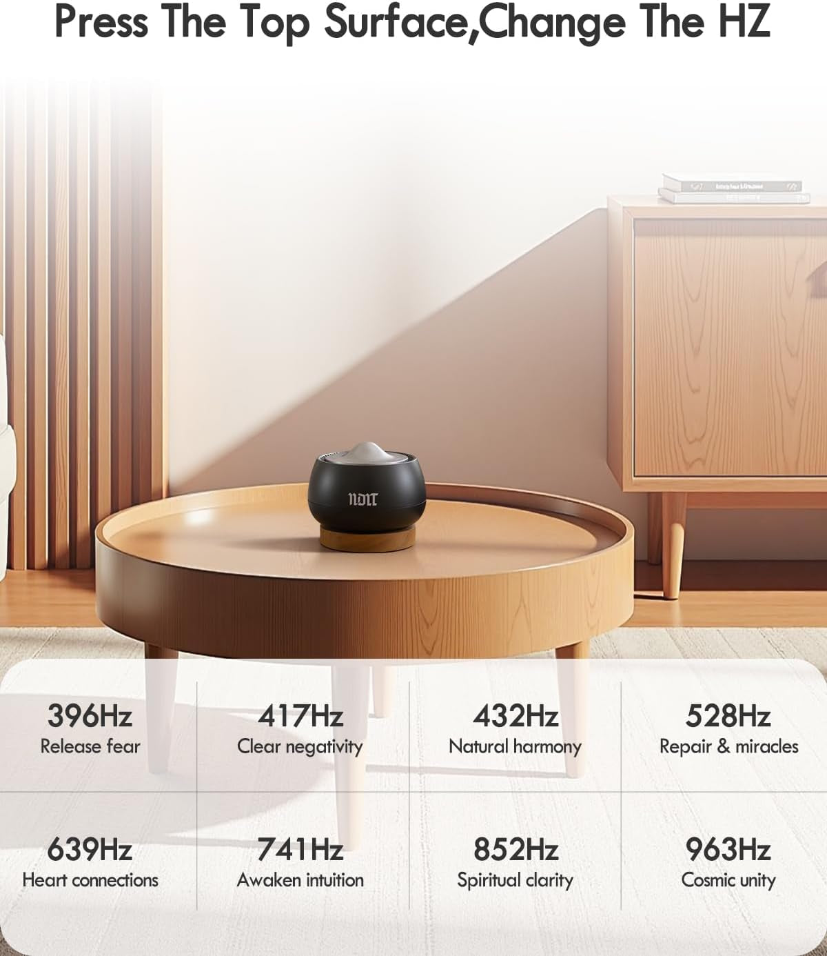 Portable Electronic Tibetan Singing Bowl — 8 Healing Frequencies (396–963Hz)
