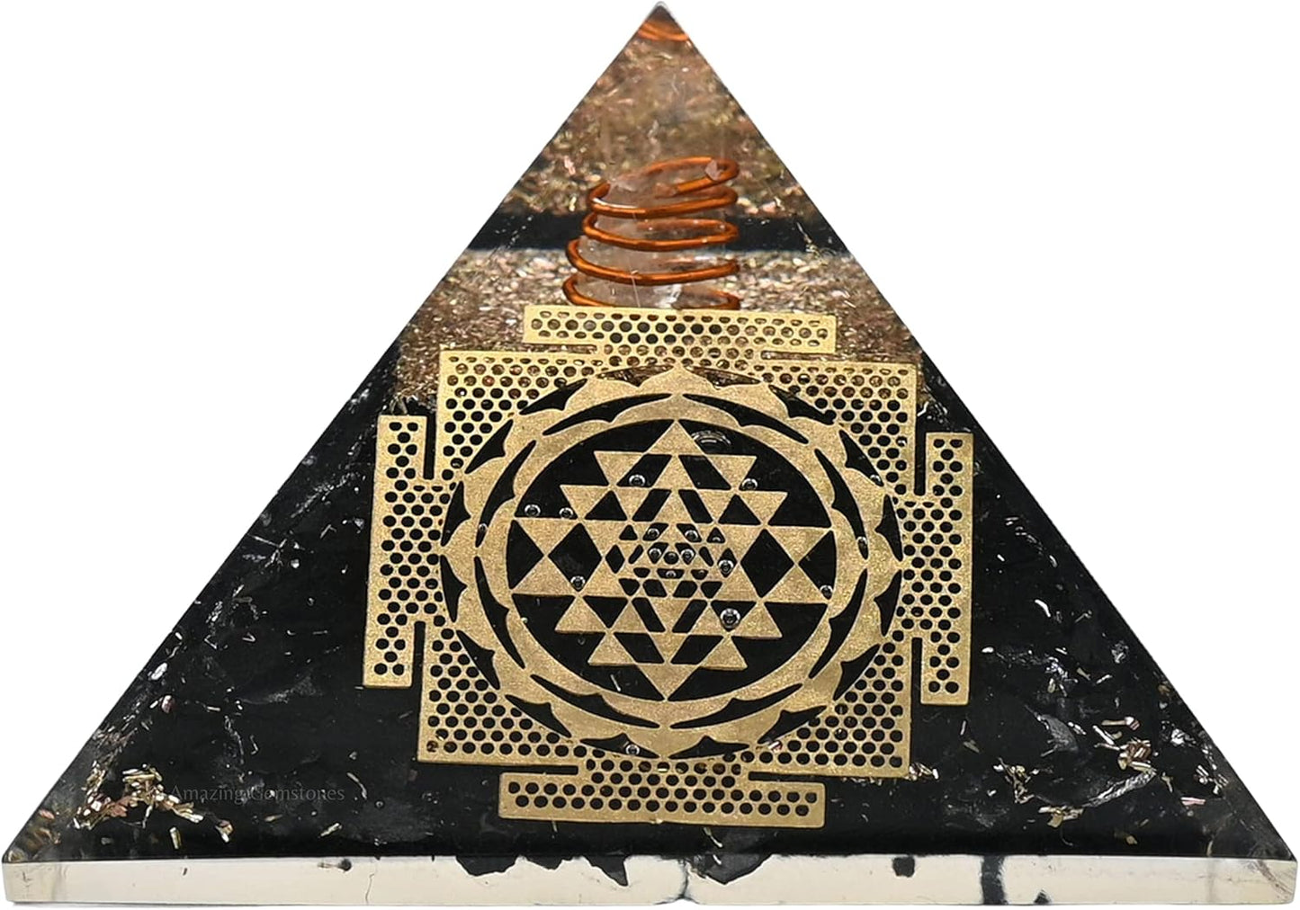 Black Tourmaline Orgone Pyramid – Lotus Flower of Life Energy Generator for Protection & Healing