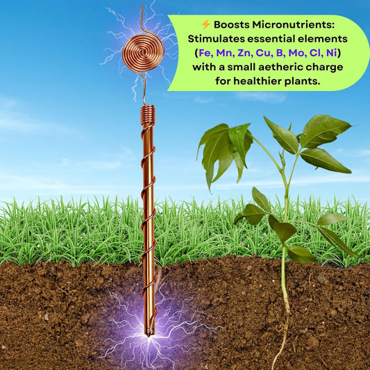 Pure Copper 369 Spiral Energy Antennas – Tesla-Inspired Electroculture Set (4 Pcs)