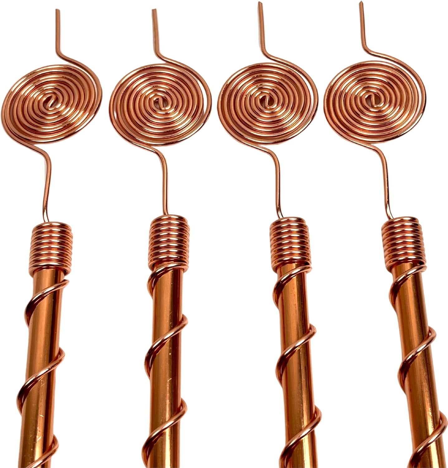 Pure Copper 369 Spiral Energy Antennas – Tesla-Inspired Electroculture Set (4 Pcs)