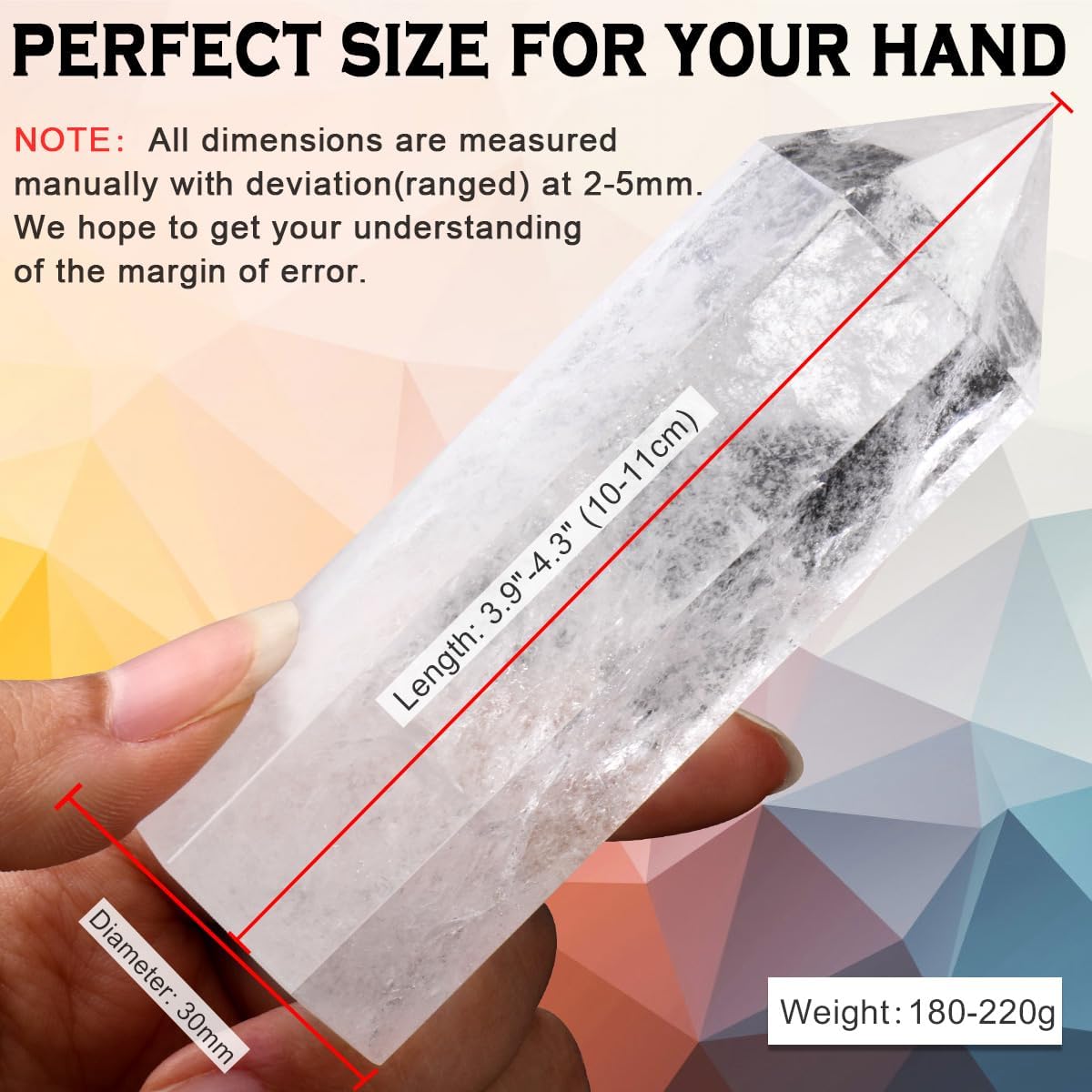 Large Clear Quartz Healing Crystal Wand – 4" Obelisk Tower