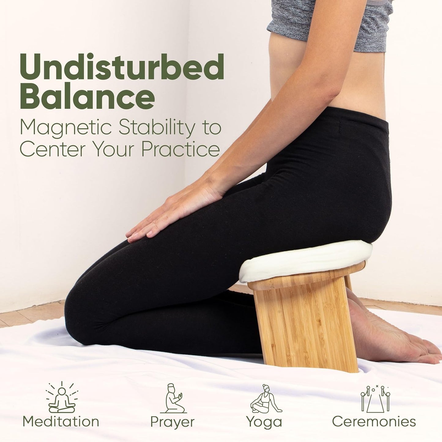 Portable Bamboo Meditation Bench — Ergonomic Seiza Chair with Cushion