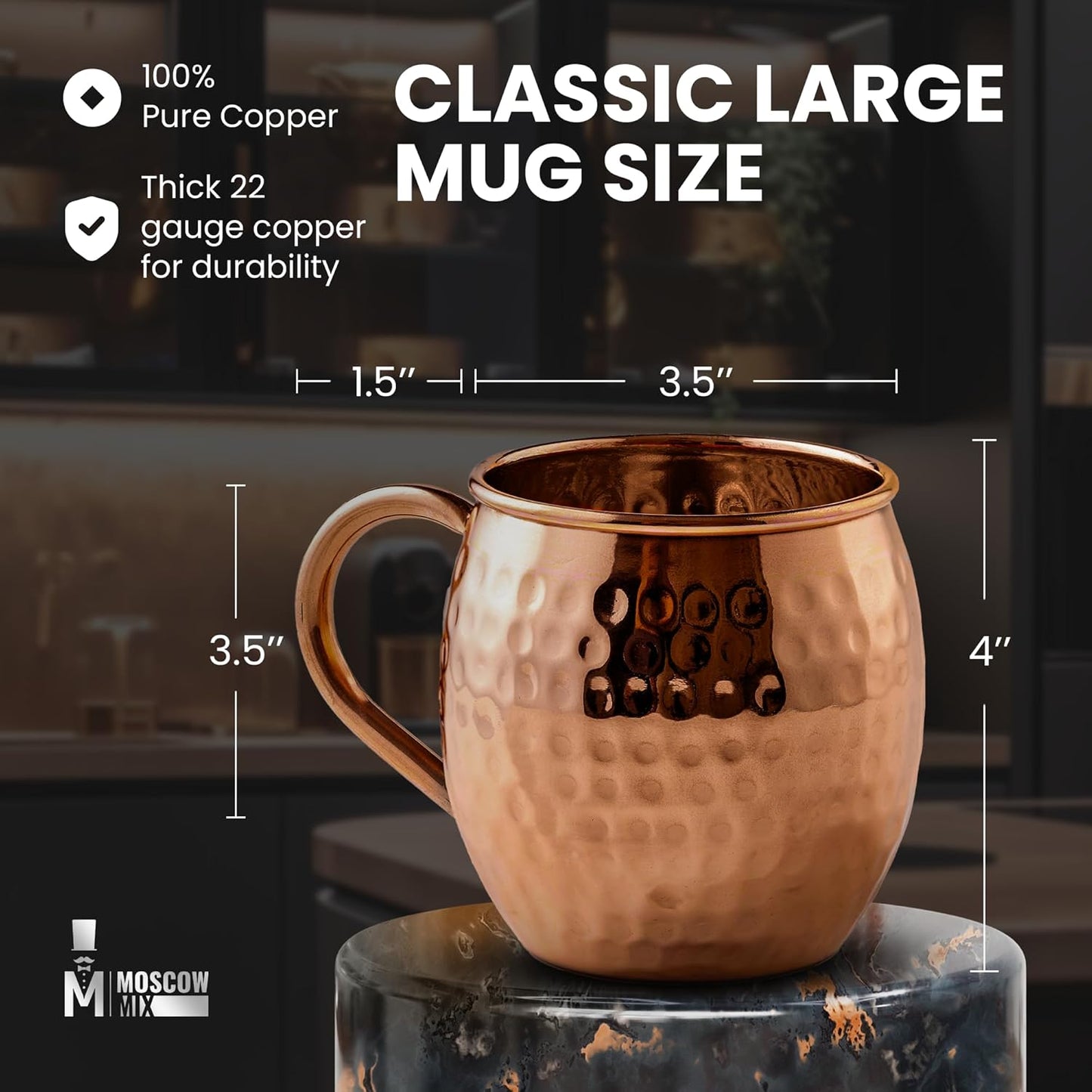 Moscow Mule Copper Mugs Set of 4 – 16oz