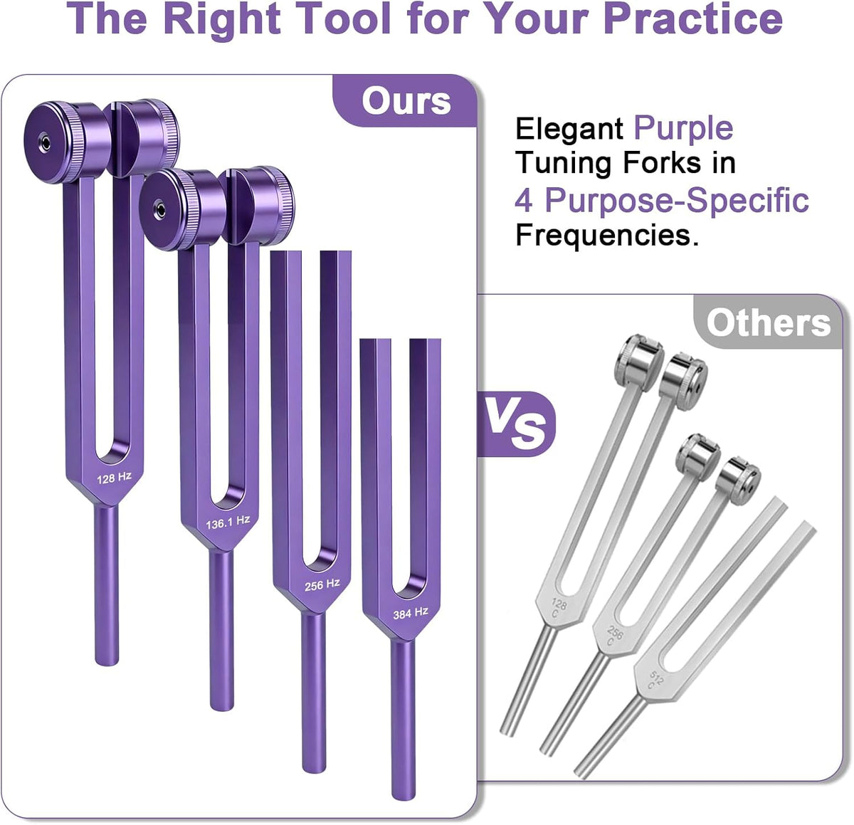 Purple Tuning Fork Set — Violet Resonance | 4 Frequencies