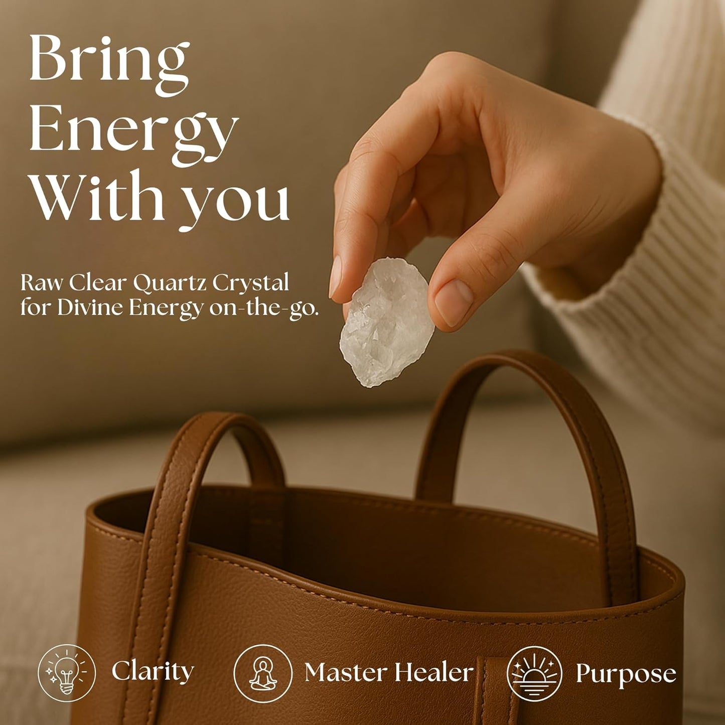 Premium Clear Quartz Crystal Set – Tower, Raw Stone & Cluster with Wooden Gift Box & Info Card