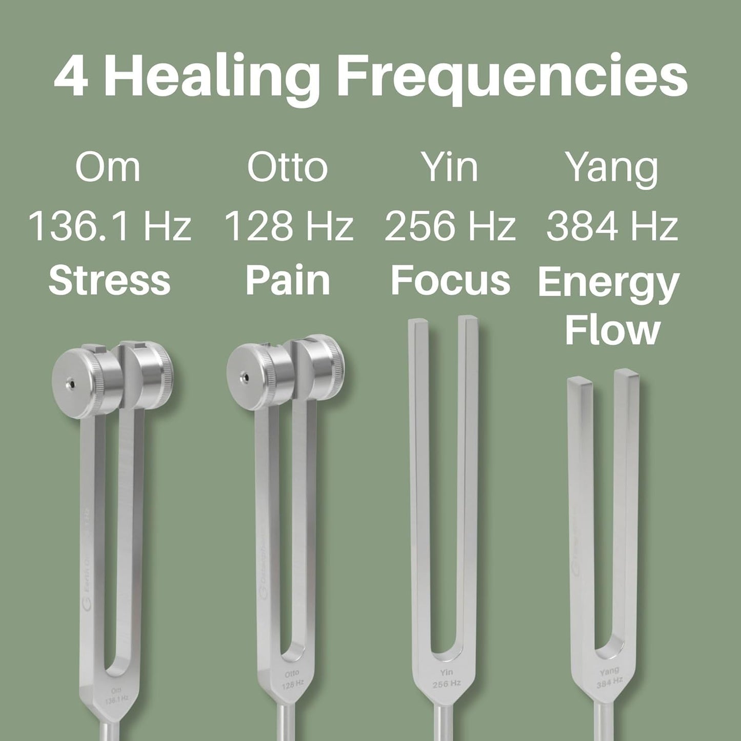 Resonance Healing Tuning Fork Set – 128Hz, 136.1Hz, 256Hz & 384Hz