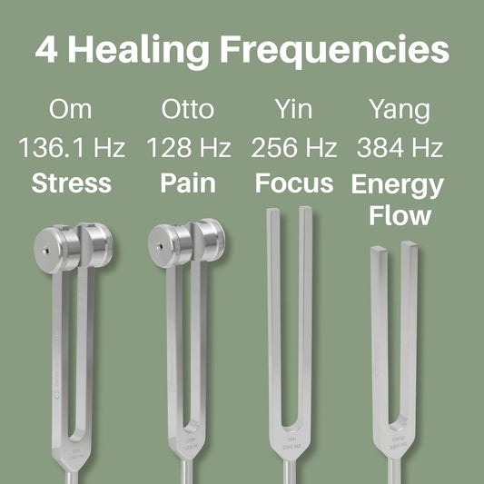Resonance Healing Tuning Fork Set β 128Hz, 136.1Hz, 256Hz & 384Hz