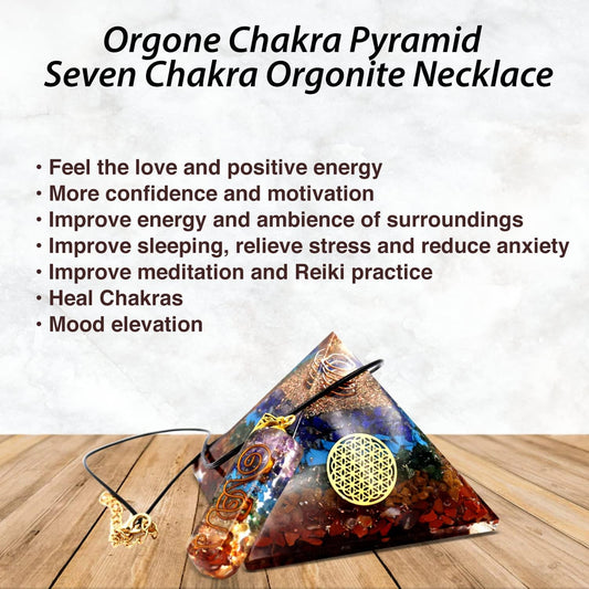 Seven Chakra Orgone Pyramid Set – Energy Healing & Protection Kit with Chakra Necklace