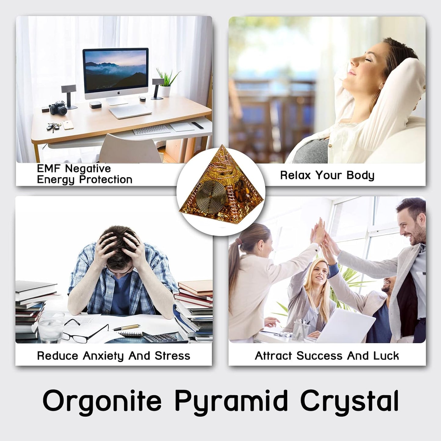 Handmade Tiger’s Eye Orgone Pyramid – Powerful Energy Generator for Protection & Prosperity